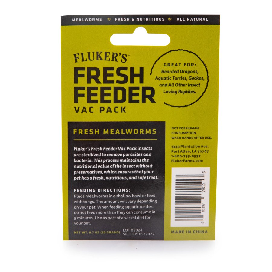 Fluker's Fresh Feeder Vac Pack Mealworms Reptile Food 0.7-oz, Kwik Pets