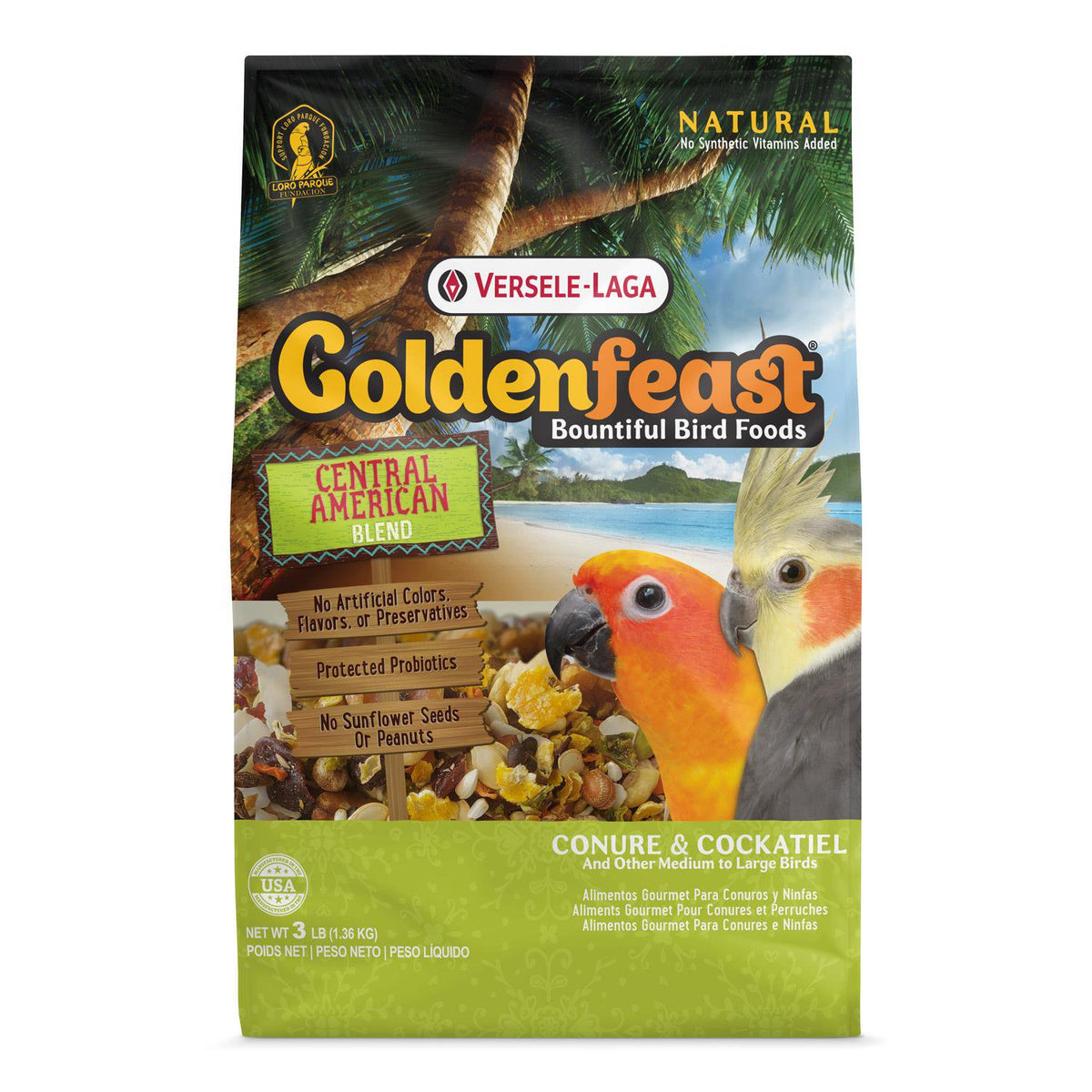 Versele-Laga Goldenfeast Central American Blend Bird Food Conure & Cockatiel 3-lb