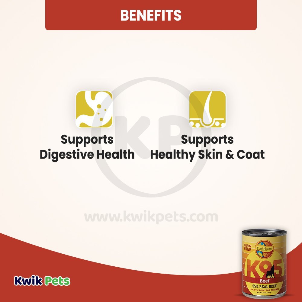 Benefits of Earthborn Holistic K95 Grain-Free Meat Protein Wet Dog Food Beef 13-oz