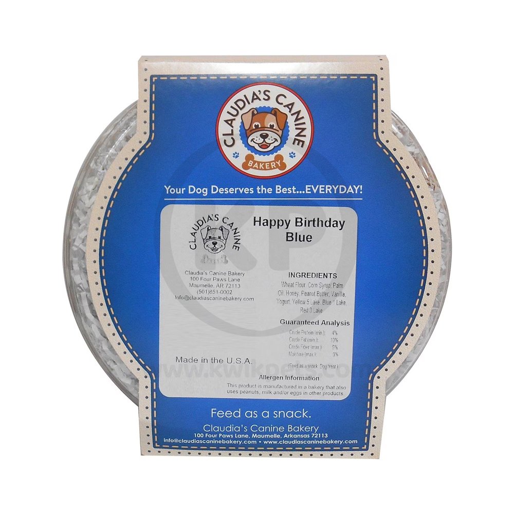 Claudia’s Canine Bakery Happy Birthday Dog Treats Blue 11-oz, Kwik Pets