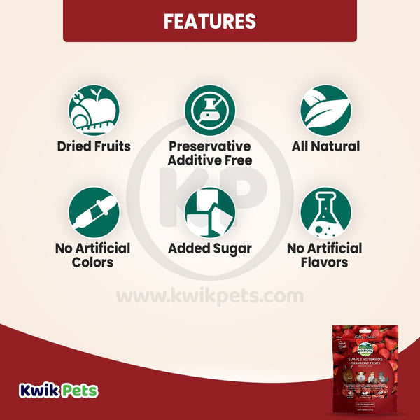Oxbow Animal Health Simple Rewards Freeze Dried Strawberry Small Animal Treats 0.5-oz, Kwik Pets