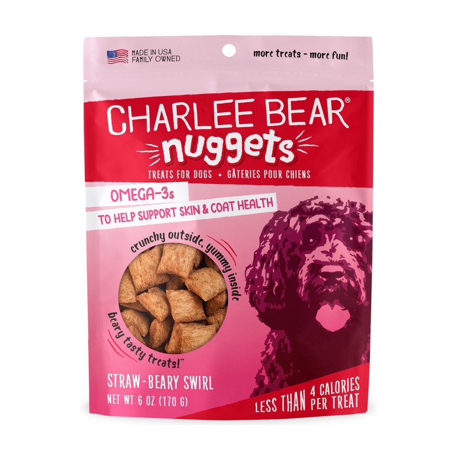 Charlee Bear Nuggets Straw-Beary Swirl Crunchy Dog Treats 6-oz, Kwik Pets