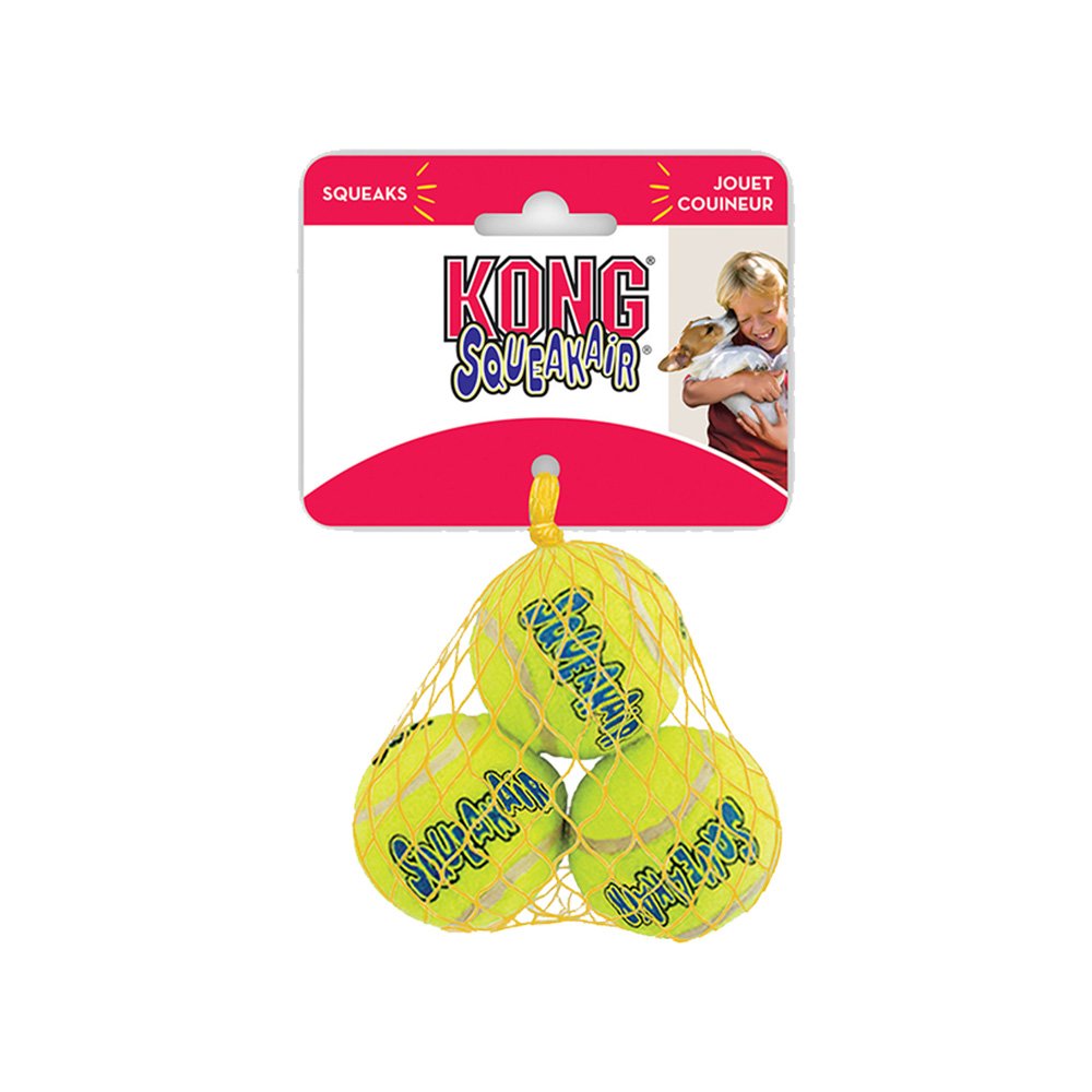 KONG Air Dog Squeakair Tennis Ball Dog Toy X-Small 3 Count, Kwik Pets