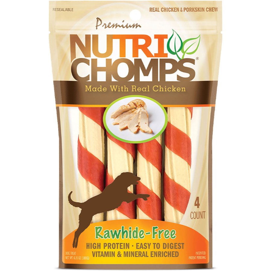 Scott Pet Premium Nutri Chomps Real Chicken Twist Dog Treats 4 Count 6.35-oz, Kwik Pets