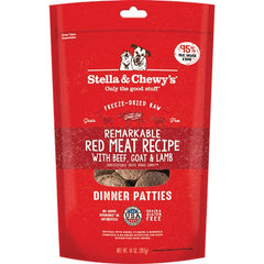 Stella & Chewy's Freeze-Dried Raw Dinner Patties Dog Food Remarkable Red Meat Recipe with Beef, Goat & Lamb 14-oz