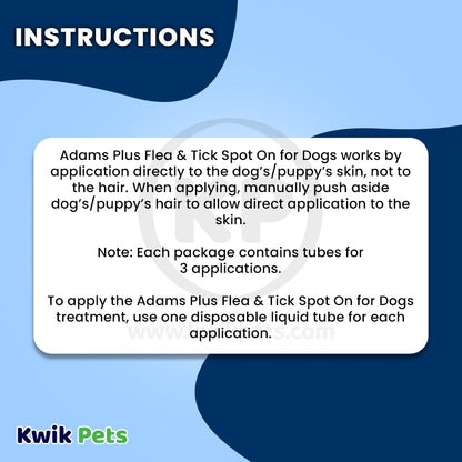 Adams Plus Flea & Tick Prevention Spot On for Dogs 3 month supply, Clear, SMall Dog 5 To 14 lb, Adams