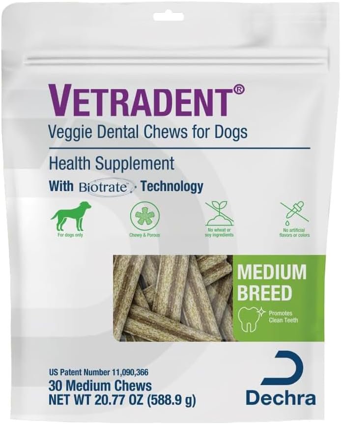 Dechra VETRADENT Veggie Adult Dog Dental Chew Treats Medium 30 Count