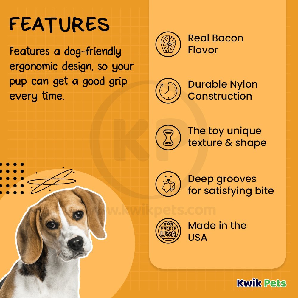 Benebone Dental Chew Dog Toy Bacon Medium, Kwik Pets