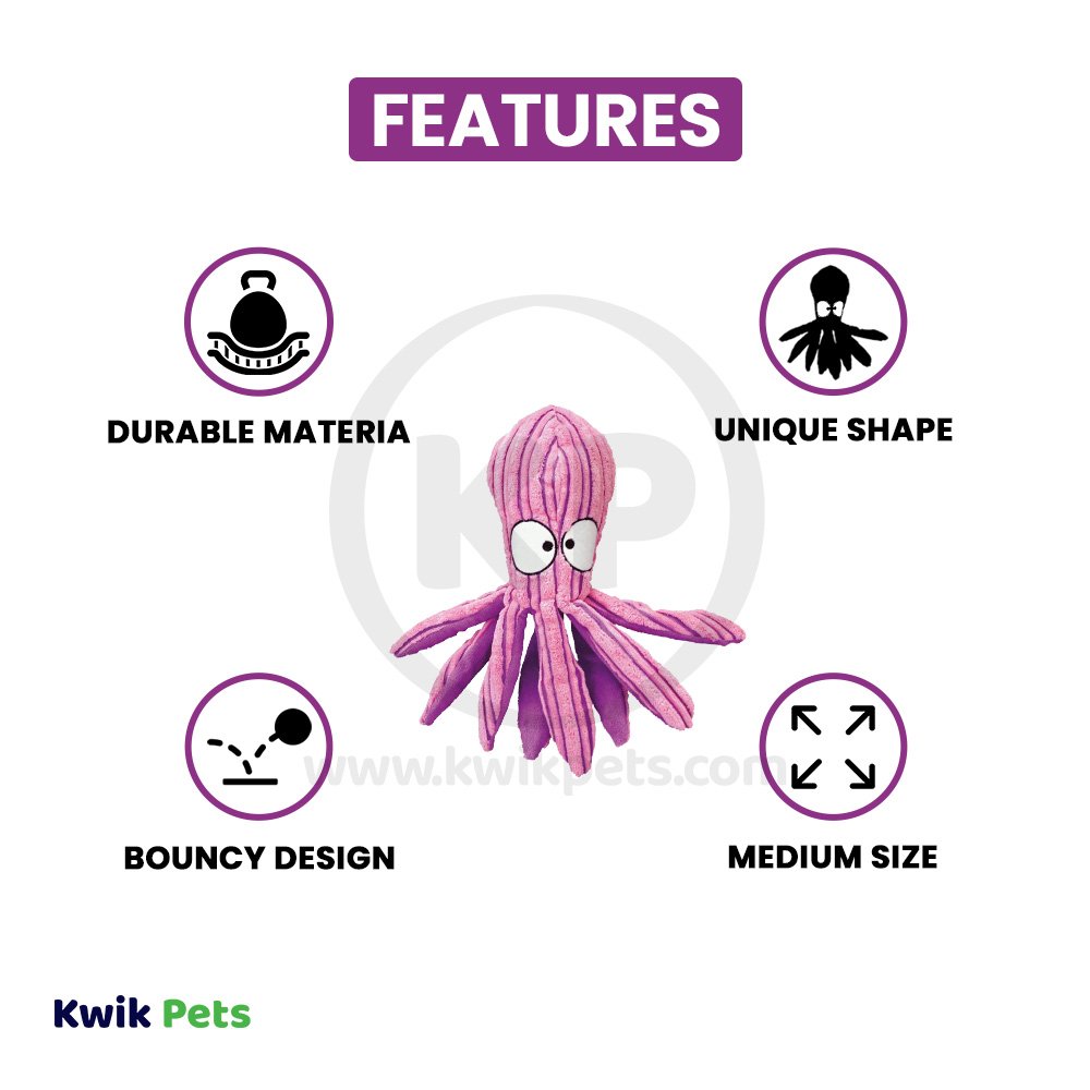 KONG CuteSeas Octopus Dog Toy Pink Purple, SM, KONG