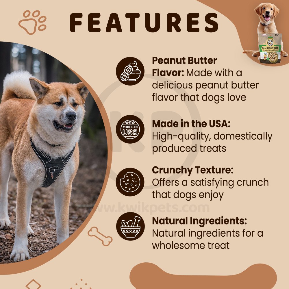 Features of Exclusively Pet Best Buddy Bits Tranning Dog Treats Peanut Butter 5.5-oz