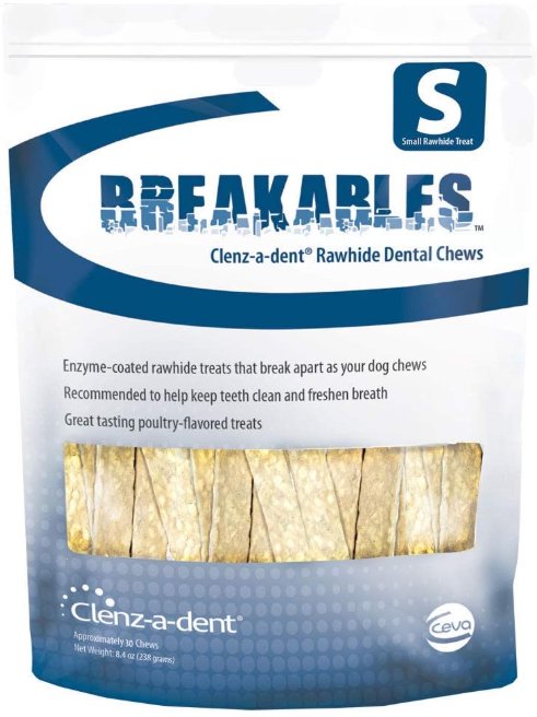 Ceva Clenz-a-dent Breakables Rawhide Dental Dog Chews Small 15 Count 8.4-oz