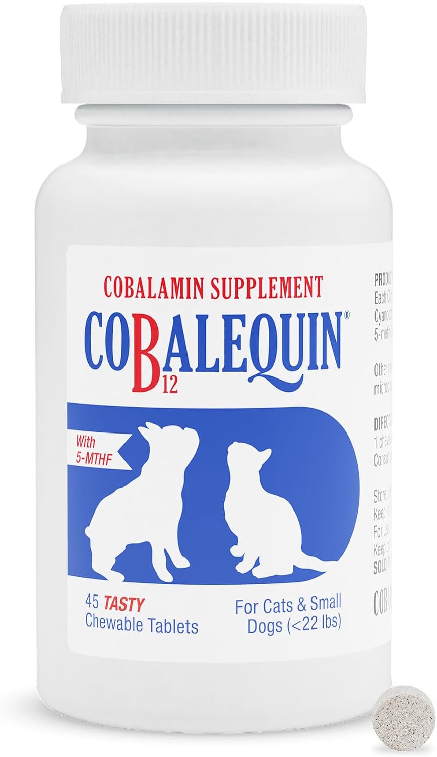 Nutramax Cobalequin B12 Tasty Chewable Tablets for Cats & Dogs Small 45 Count