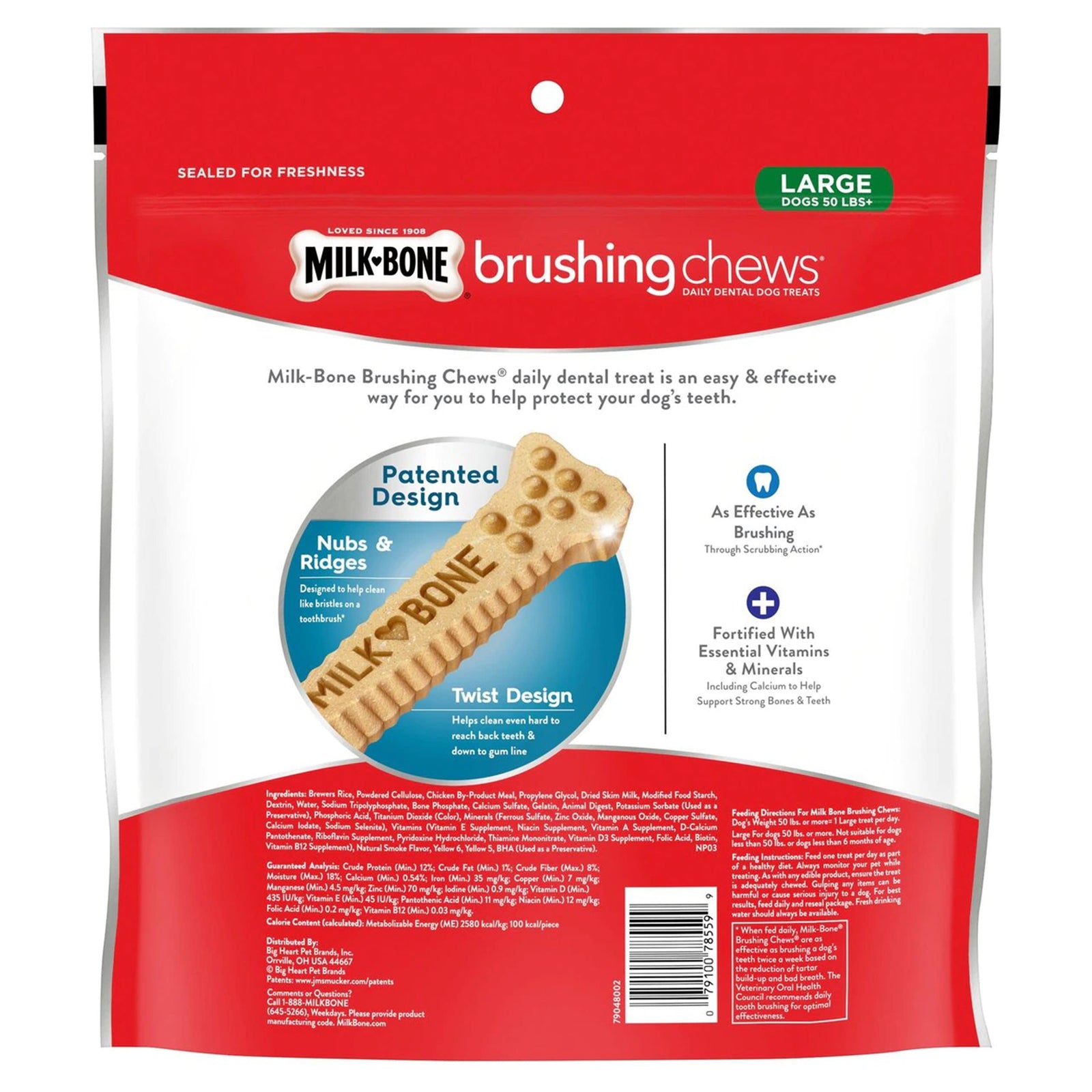 Milk-Bone Brushing Chews Dog Treat LG, 50+Lb, 18ct, Milk-Bone