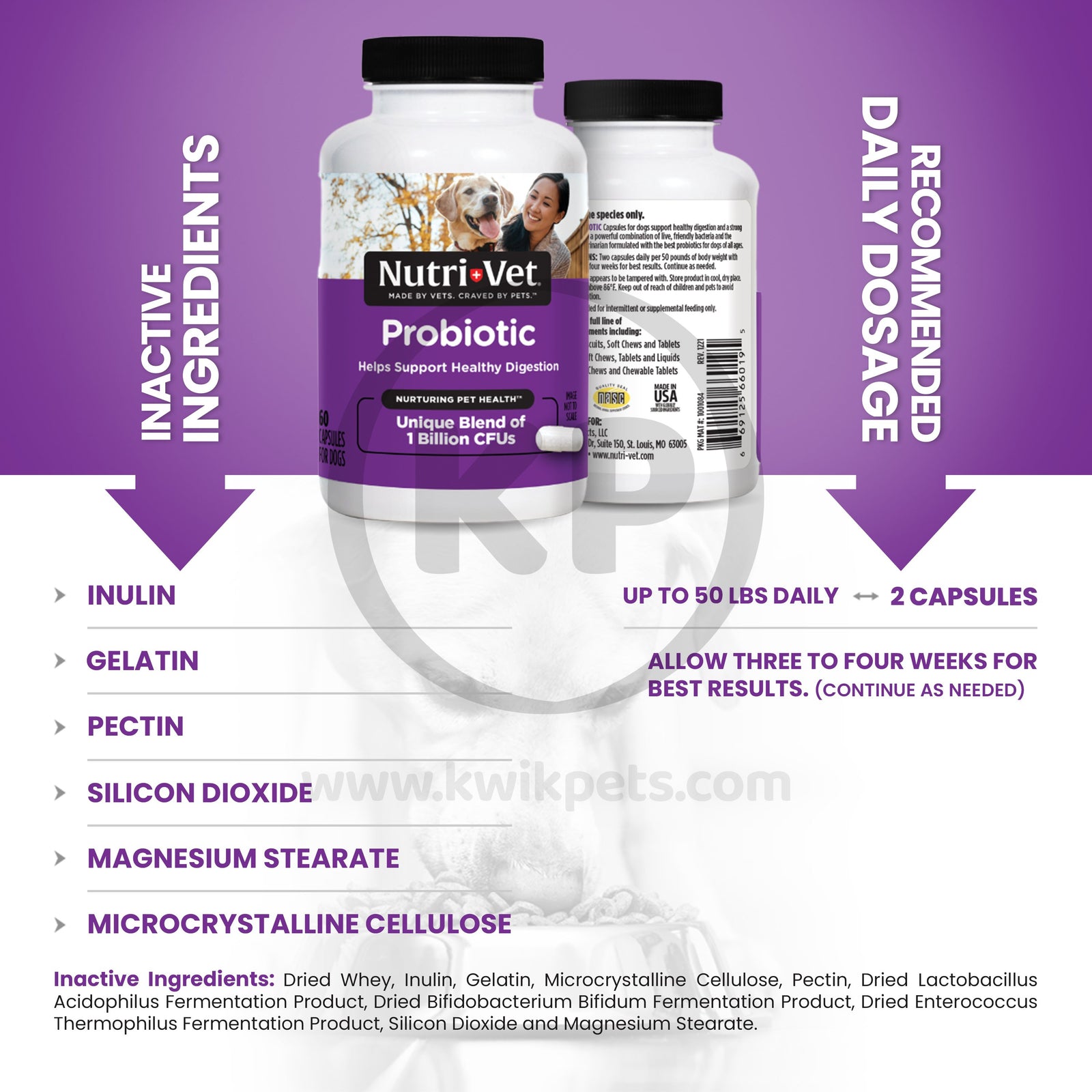 Ingredients of Nutri-Vet Probiotics for Dogs 60 Count