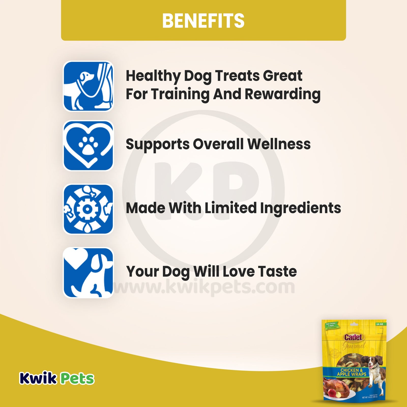 Benefits of Cadet Gourmet Chicken & Apple Wrapped Dog Treats 14-oz