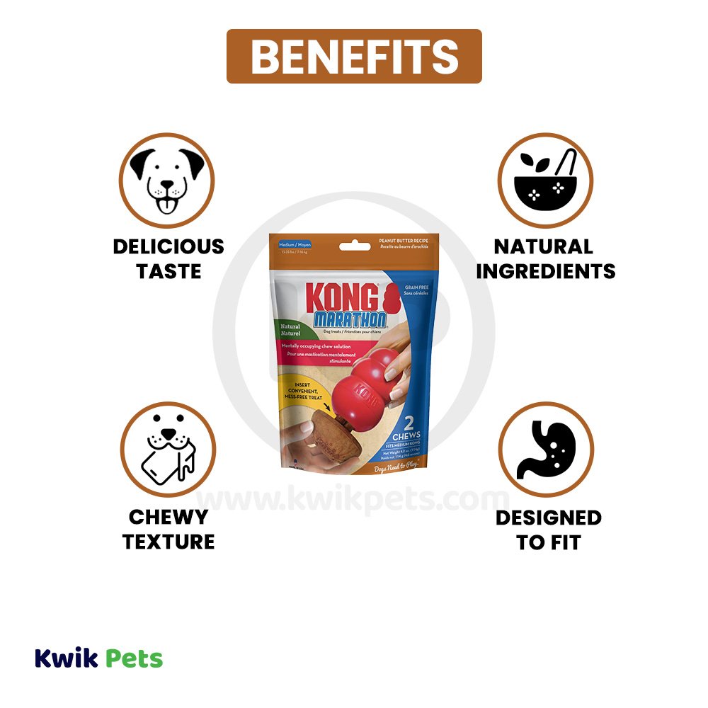 Benefits of KONG Marathon Peanut Butter Dog Treats 2 Count Medium
