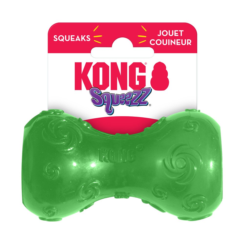 KONG Squeezz Dumbbell Dog Toy Assorted Small, Kwik Pets