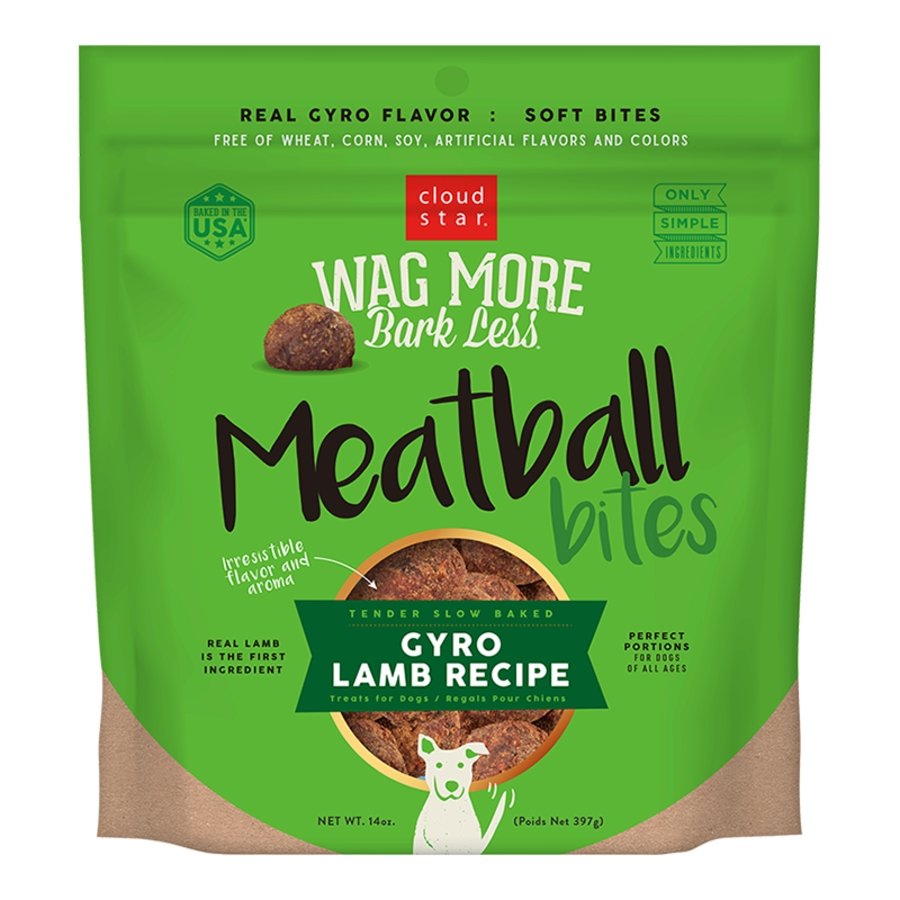 Cloud Star Wag More Bark Less Grain Free Meatball Bites Dog Treats Gyro Lamb Recipe 14-oz, Kwik Pets