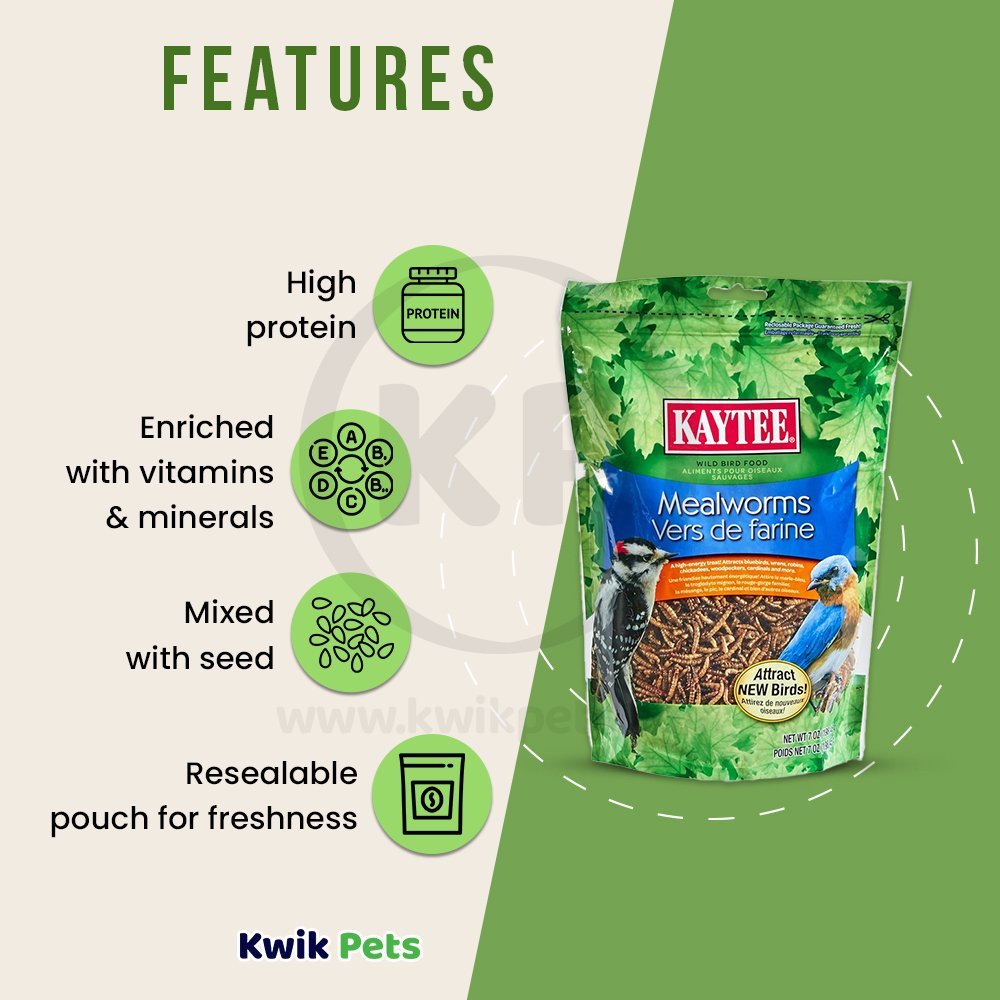 Kaytee Mealworm Food Pouch 7 oz, Kaytee