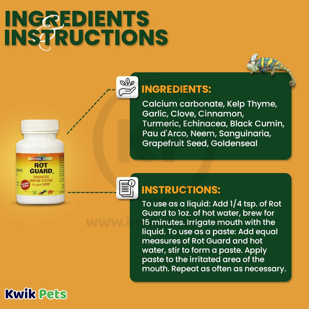 Ingredients & instructions of Nature Zone Rot Guard in Herp 2.5 oz