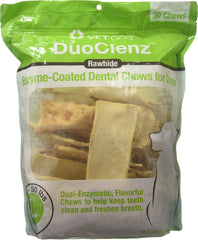 VetOne DuoClenz Rawhide Enzyme Coated Dental Chews for Dogs Large 30 Count