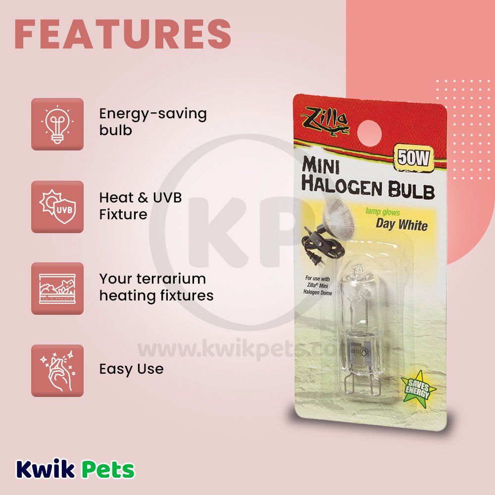 Zilla Mini Halogen Bulbs Day White 50 W, Zilla