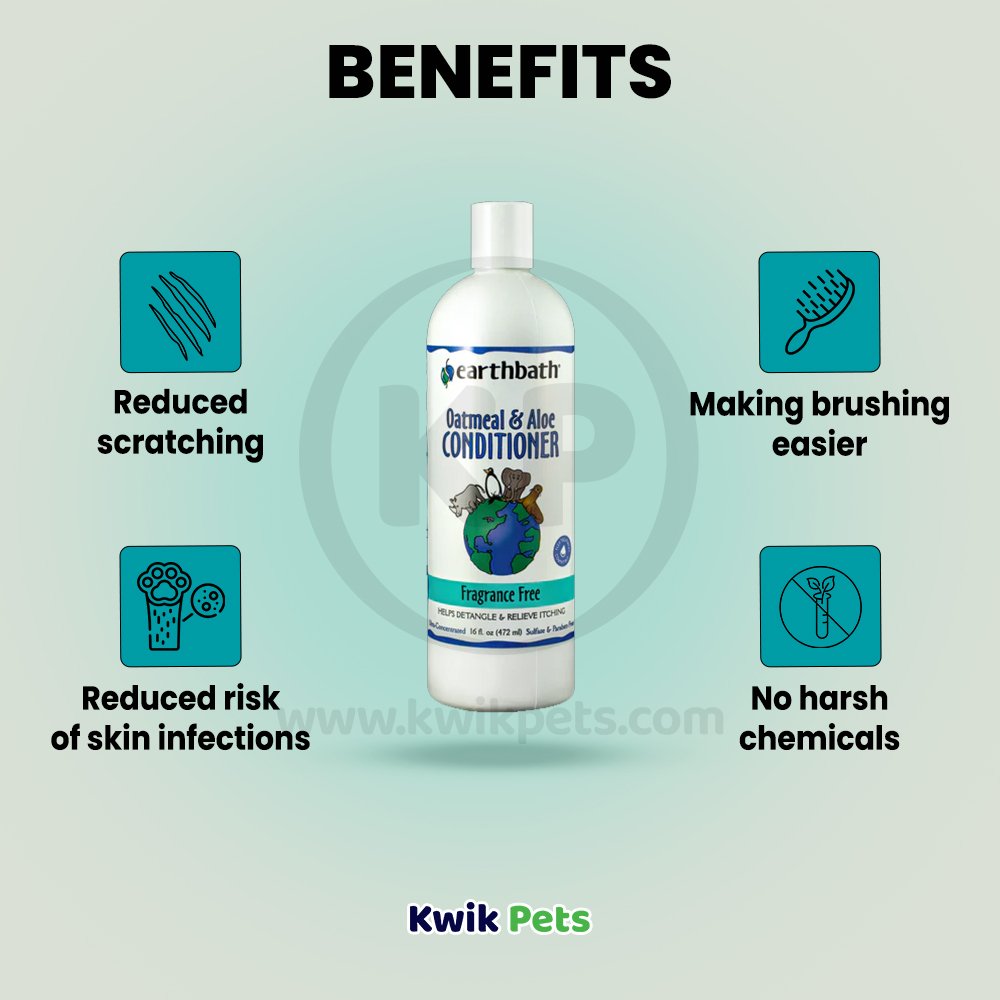 Benefits of Earthbath Oatmeal & Aloe Pet Conditioner Fragrance Free 16-oz