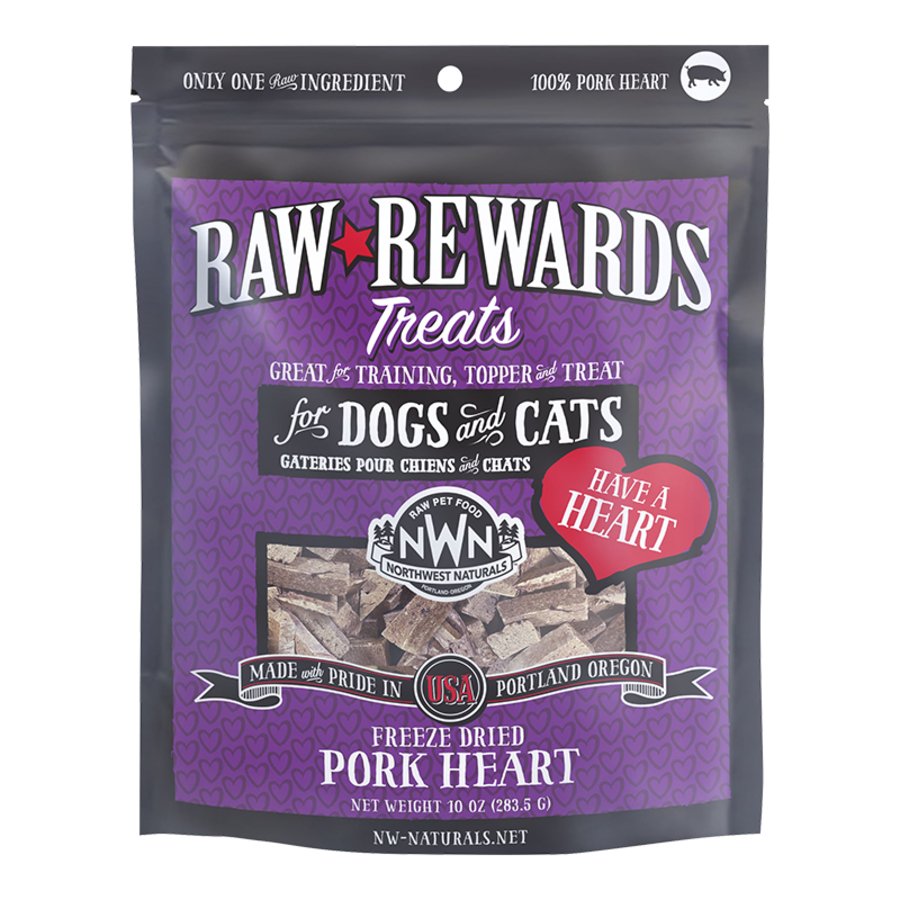 Northwest Naturals Raw Rewards Freeze Dried Dog & Cat Treats Pork Heart 10-oz