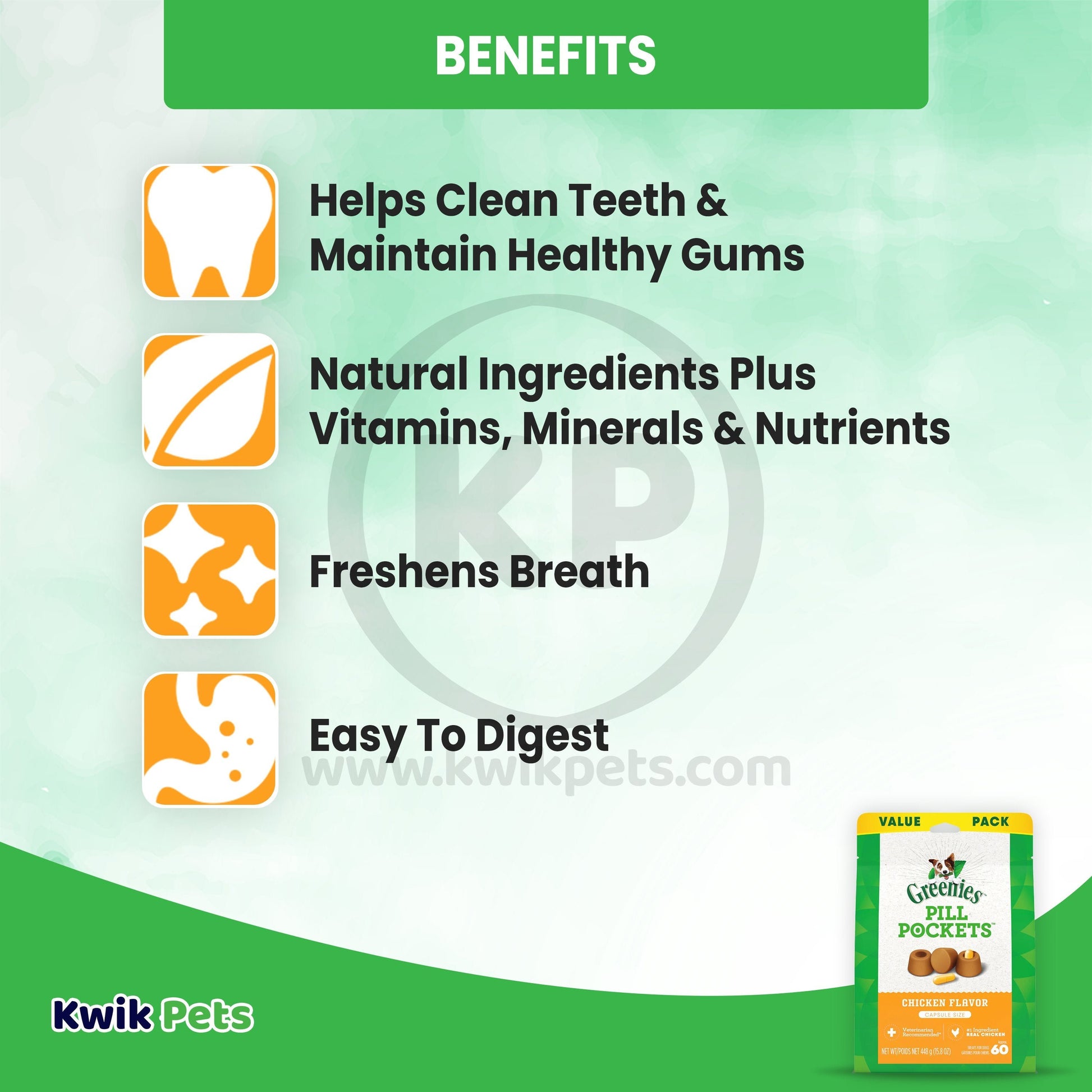 Benefits - Greenies Capsule Pill Pockets Dog Treats Chicken 15.8-oz 60 Count