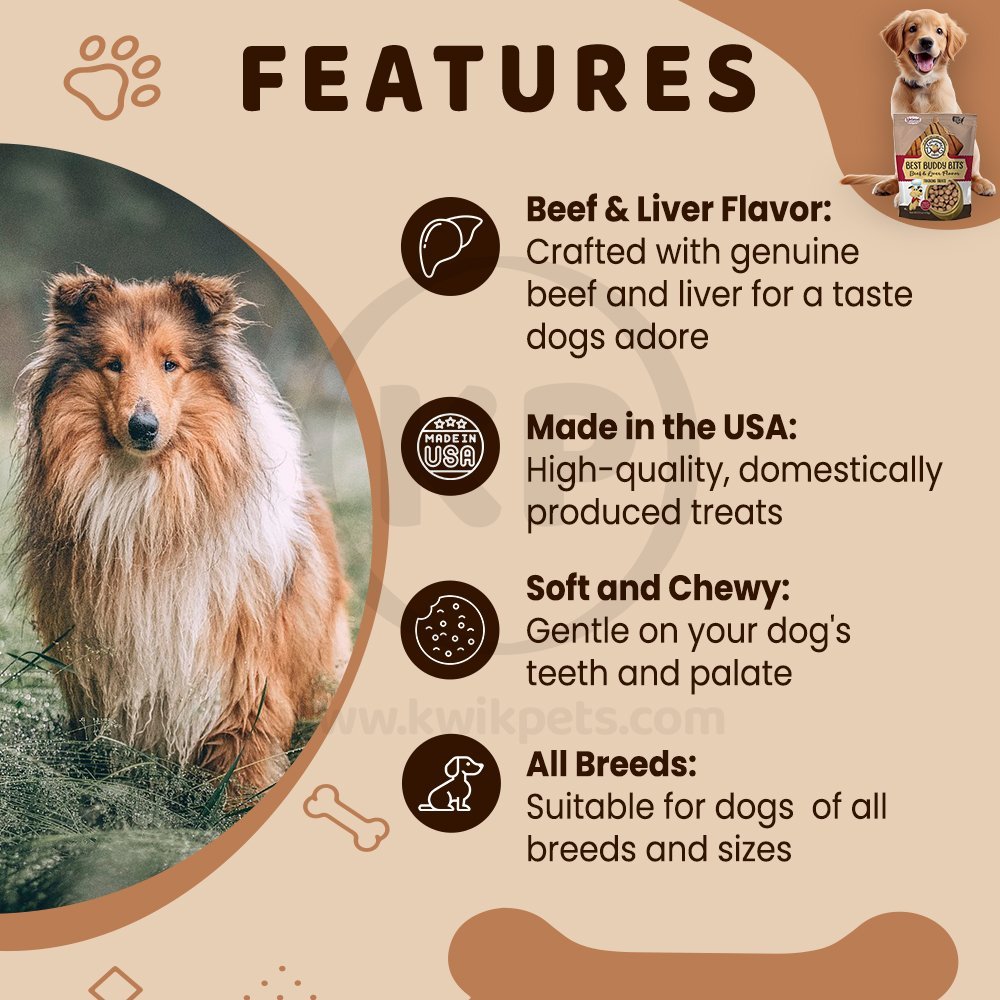 Features of Exclusively Pet Best Buddy Bits Tranning Dog Treats Beef & Liver 5.5-oz