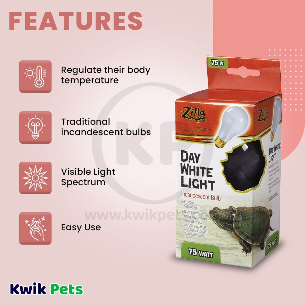 Zilla Incandescent Bulbs Day White 75 W, Zilla