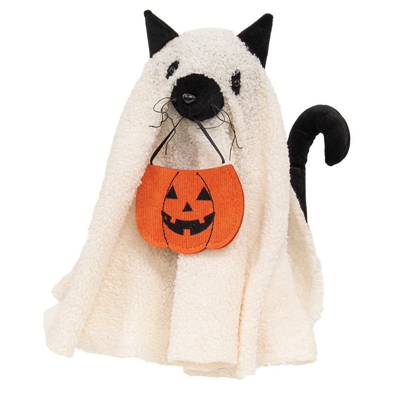 Bright Ideas Plush Ghost Cat Halloween Decor