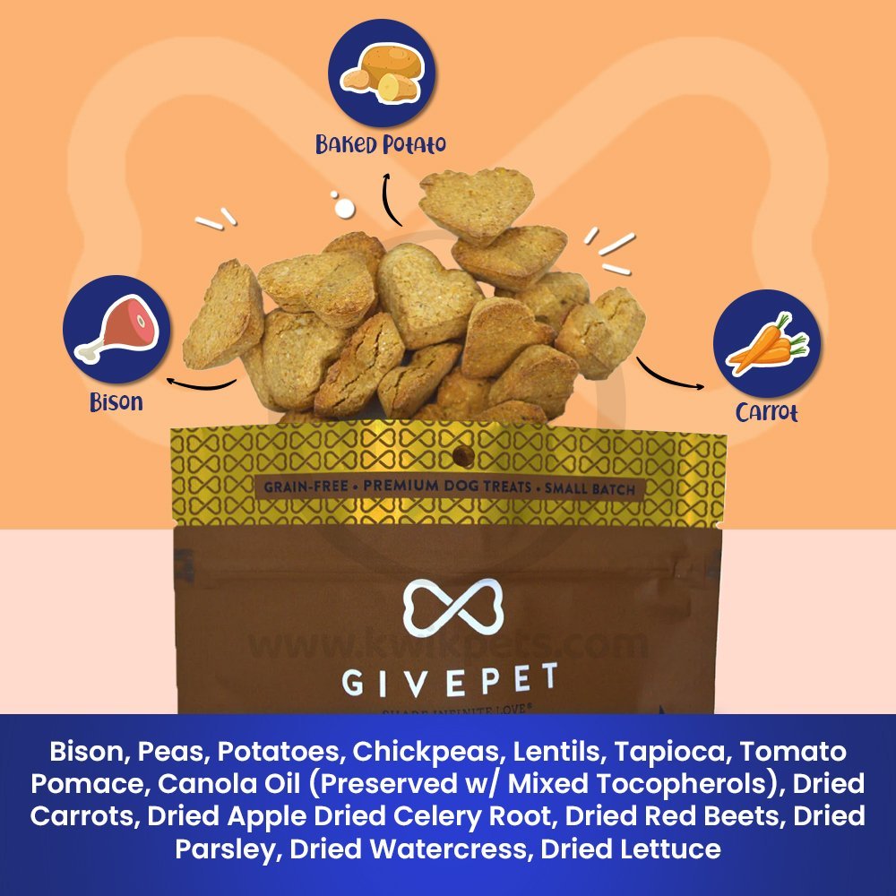 Details of Givepet The Ranch Hand Grain-Free Premium Dog Treats Bison, Baked Potato & Carrot 11-oz