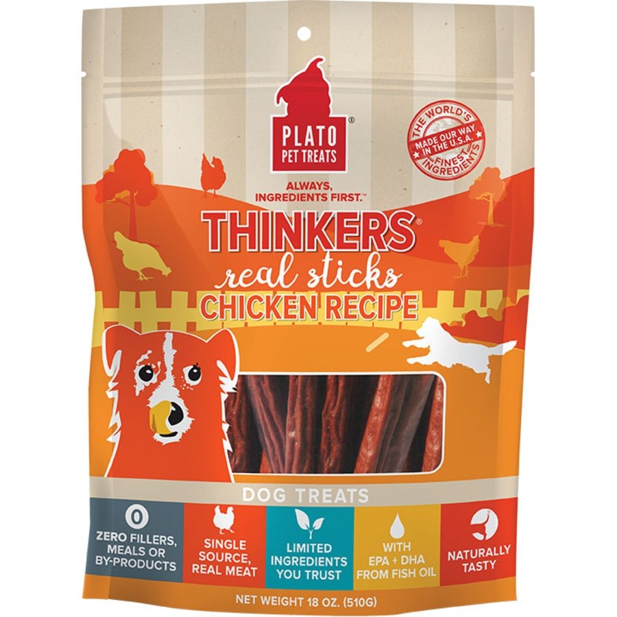 Plato Thinkers Real Sticks Chicken Dog Treats 18-oz, Kwik Pets
