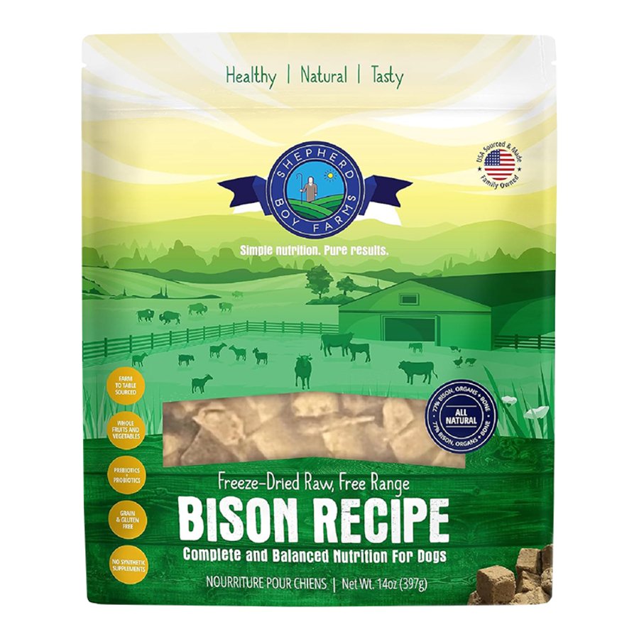 Shepherd Boy Farms Bison Freeze Dried Raw Dog Food 14-oz, Kwik Pets