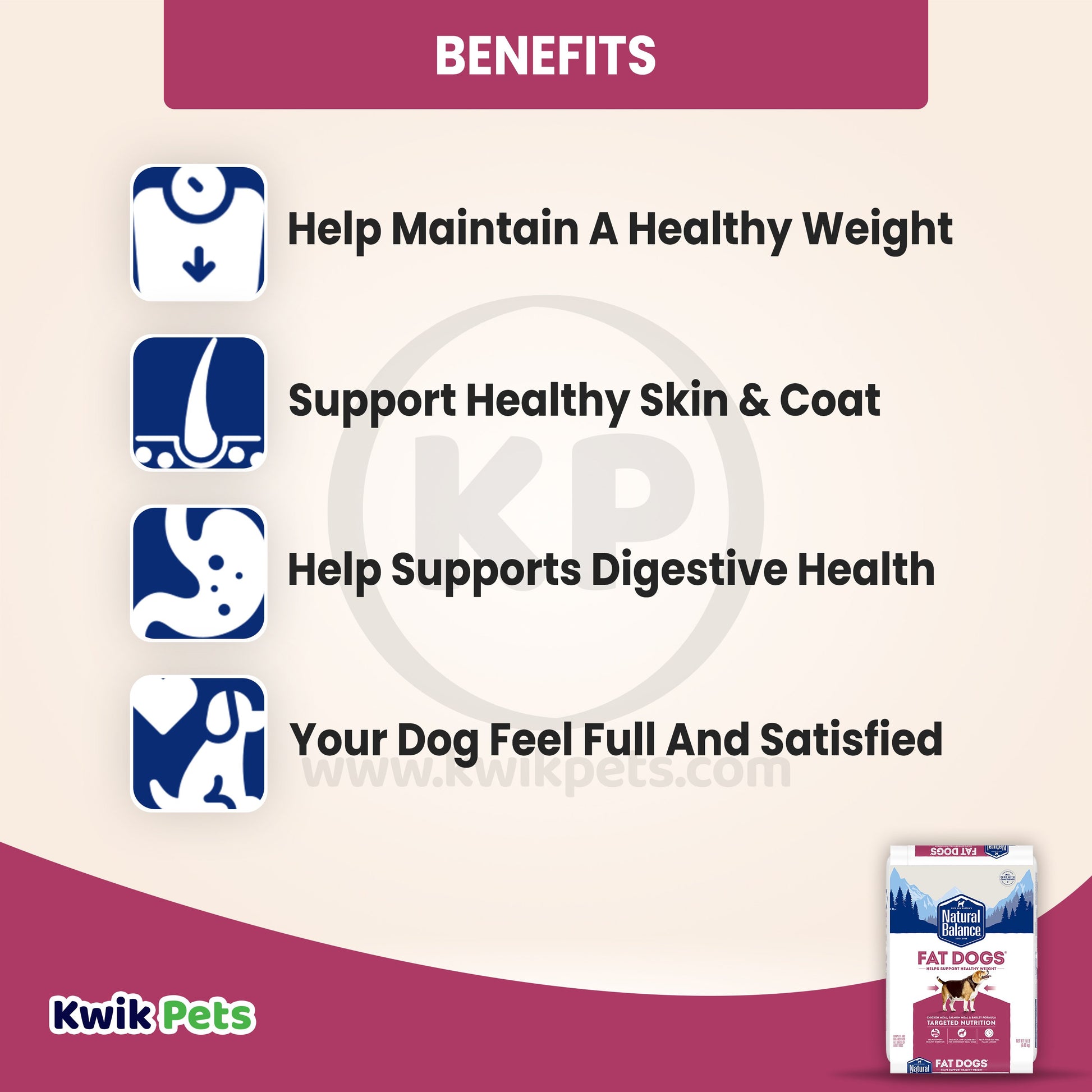 Natural Balance Pet Foods Fat Dogs Low Calorie Dry Dog Food Chicken & Salmon 15 lb, Natural Balance