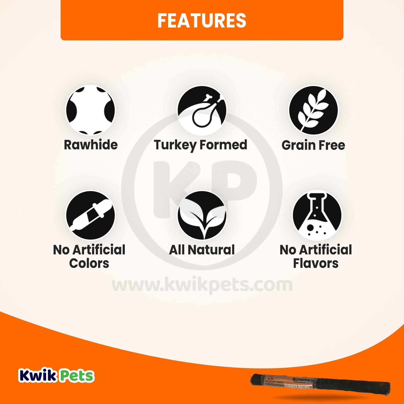 Features of Etta Says! Premium Crunchy Turkey Chews Dog Treat 7-in