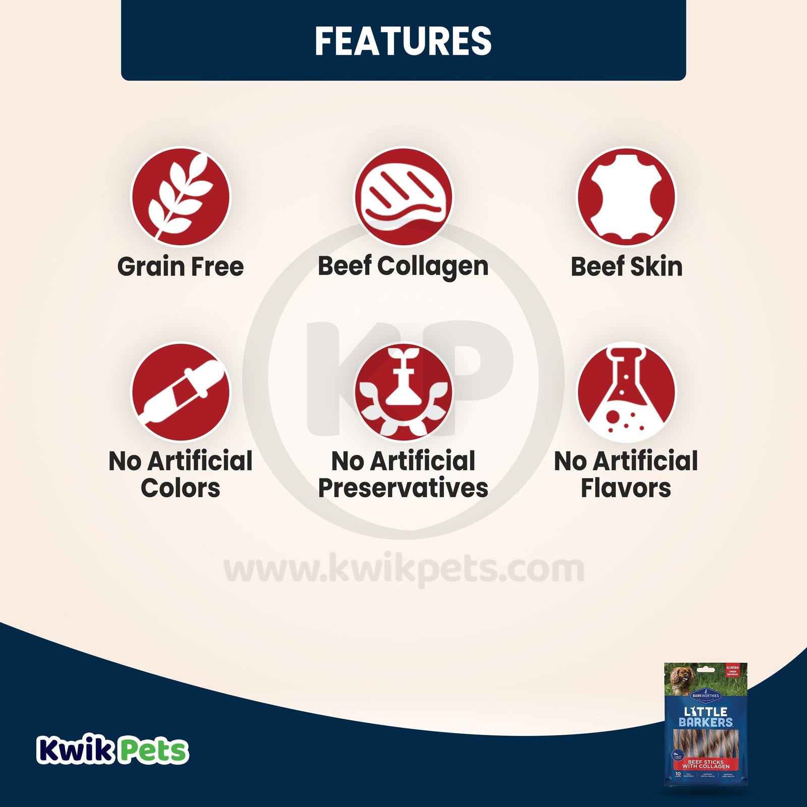 Features of Barkworthies Little Barkers Beef Sticks with Collagen Dog Chews 10 Count