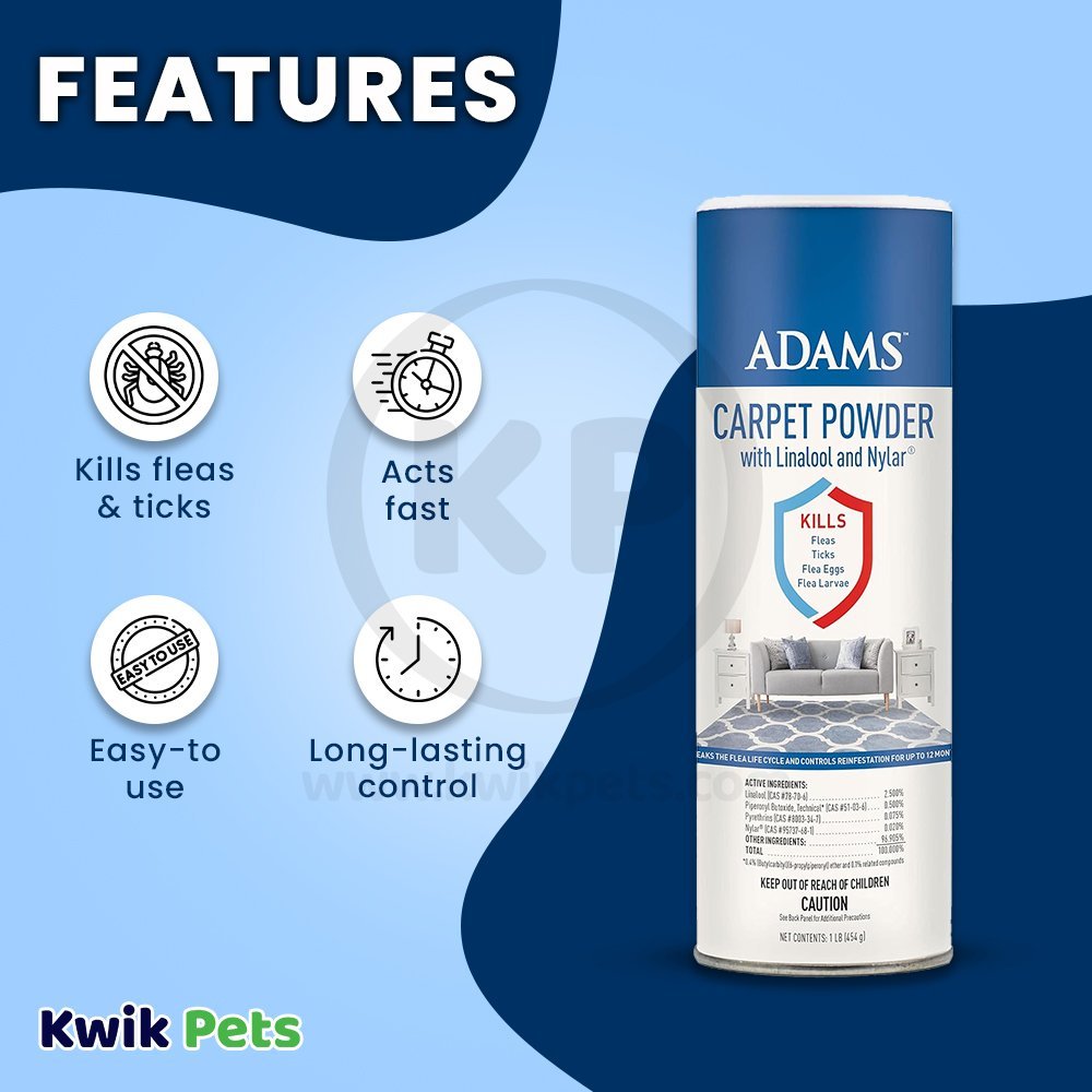 Adams Carpet Powder with Linalool and Nylar, 16-oz, Adams