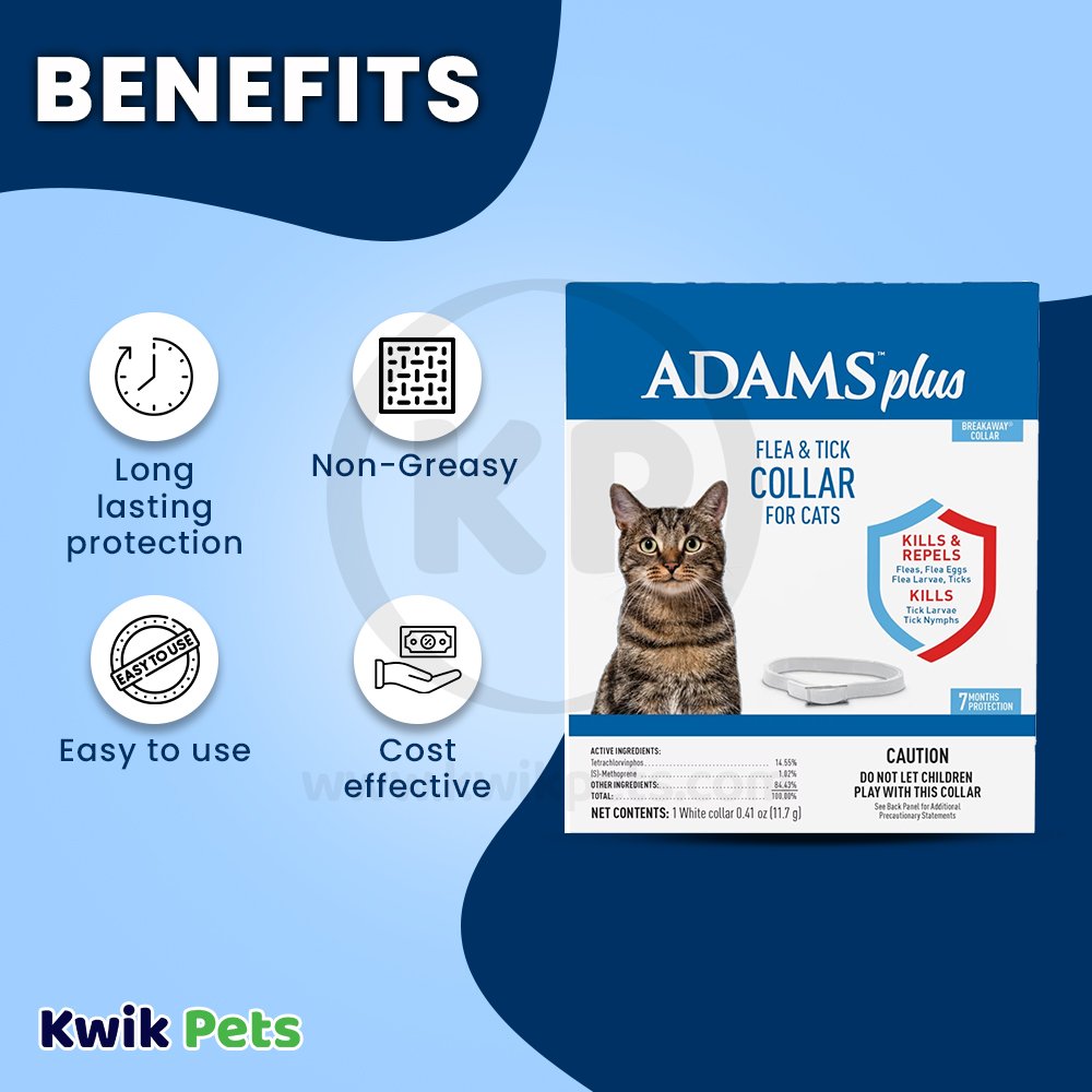 Adams Plus Flea & Tick Collar for Cats 1 pk, Adams