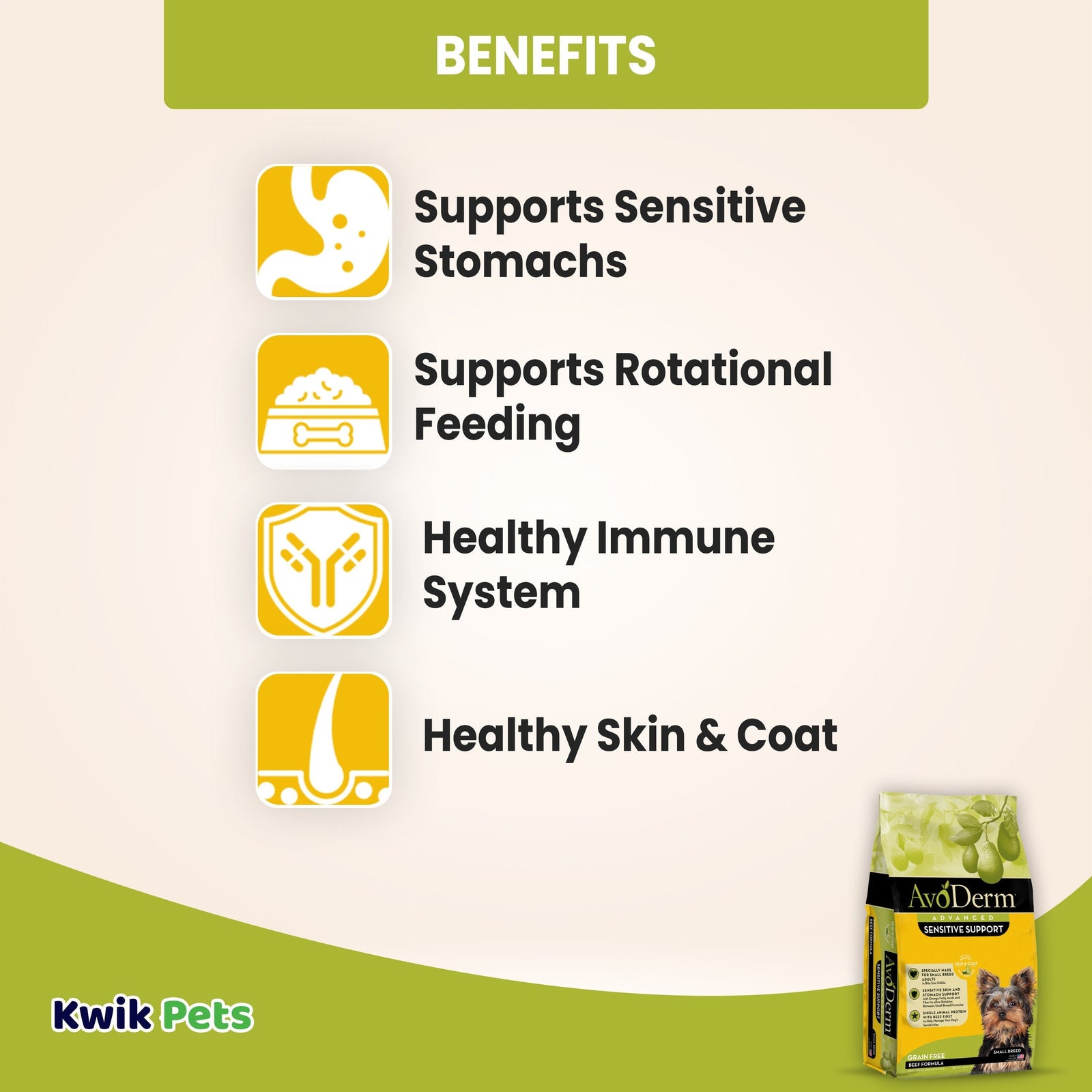 Benefits of AvoDerm Natural Advanced Sensitive Support Small Breed Beef Formula Dry Dog Food 4-lb