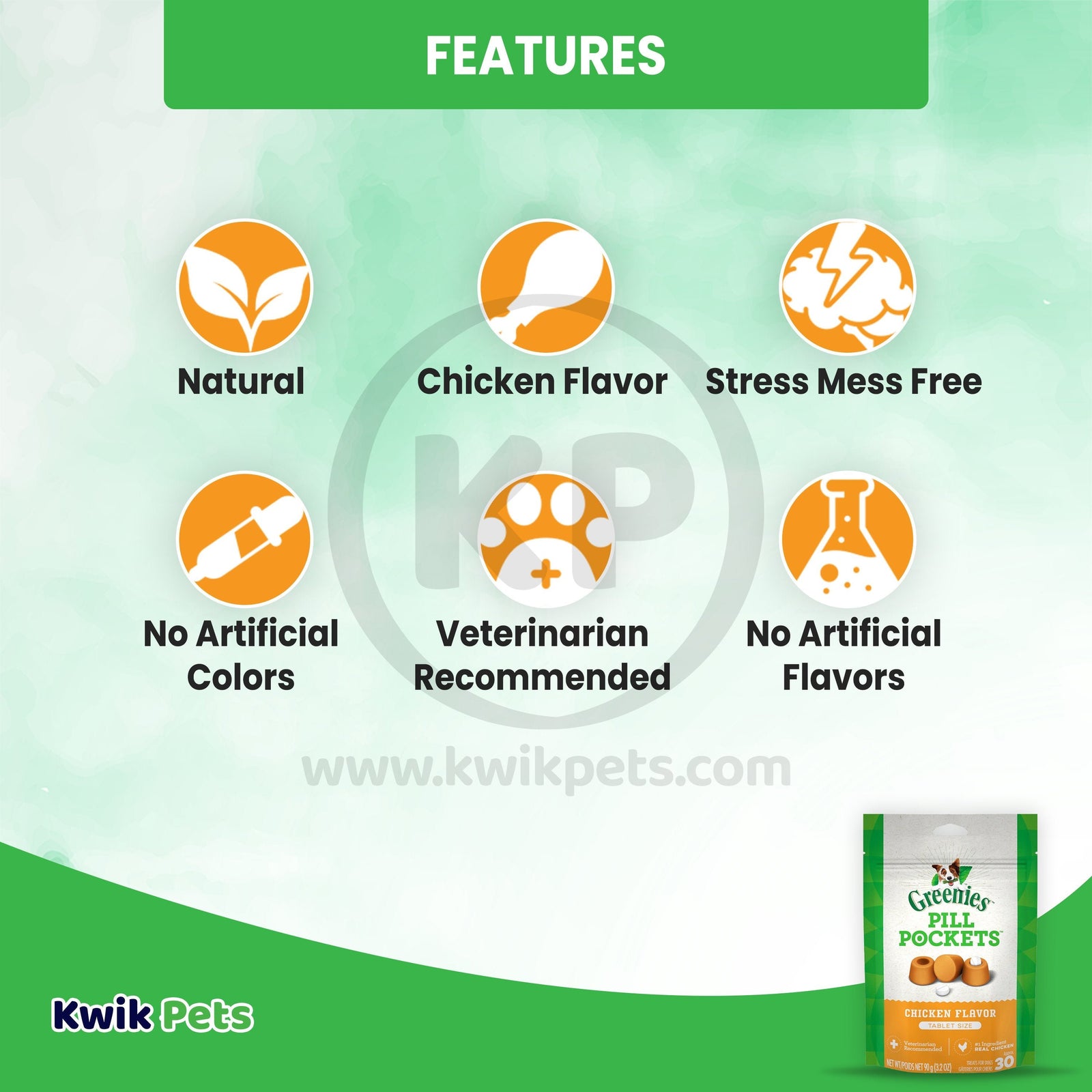Features of Greenies Tablet Pill Pockets Dog Treats Chicken 3.2-oz 30 Count