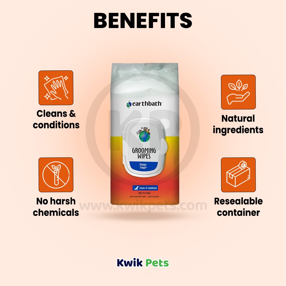 Benefits of Earthbath Grooming Wipes Mango Tango 100 Count