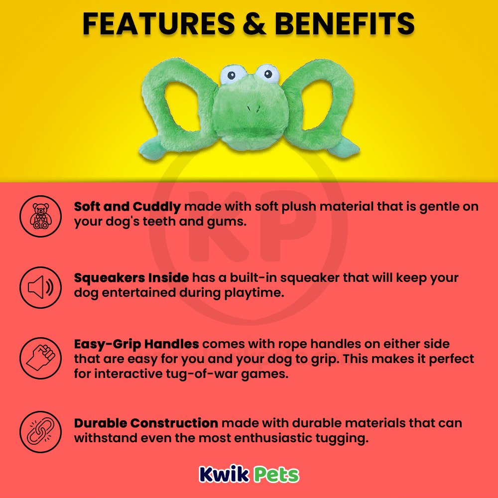 Jolly Pet Tug-a-Mals Frog Dog Toy Green Small 3-in, Kwik Pets