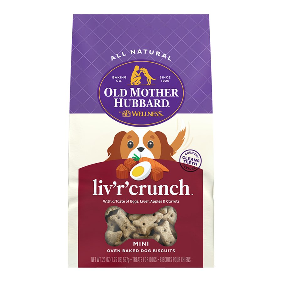 Old Mother Hubbard by Wellness Classic Liv'R'Crunch Natural Mini Oven-Baked Biscuits Dog Treats 20-oz, Kwik Pets