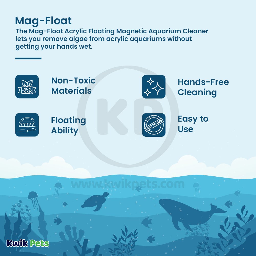 Mag-Float Floating Magnet Acrylic Aquarium Cleaner Medium, Kwik Pets