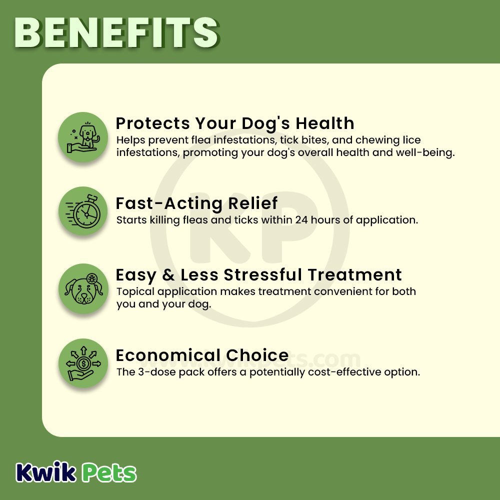 Vetality Firstect Plus Flea & Tick for Large Dogs 45-88 lbs 3 Count, Kwik Pets