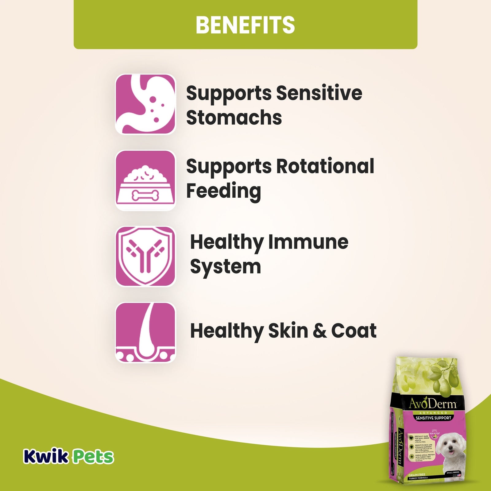 Benefits of AvoDerm Natural Advanced Sensitive Support Small Breed Turkey Formula Dry Dog Food 4-lb
