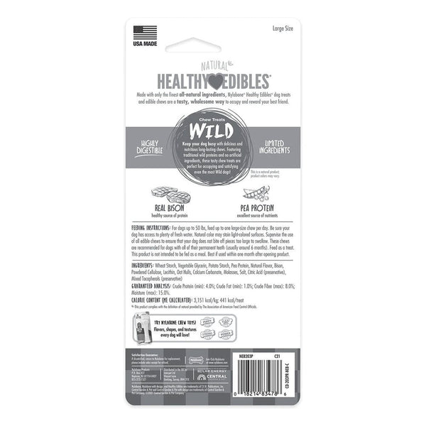 Back of Nylabone Healthy Edibles Wild Natural Long Lasting Dog Chew Treats Bison Large/Giant - Up To 50 lbs