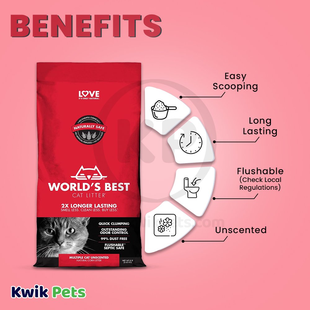 Benefits - World's Best Cat Litter Multiple Cat Unscented Formula 8-lb
